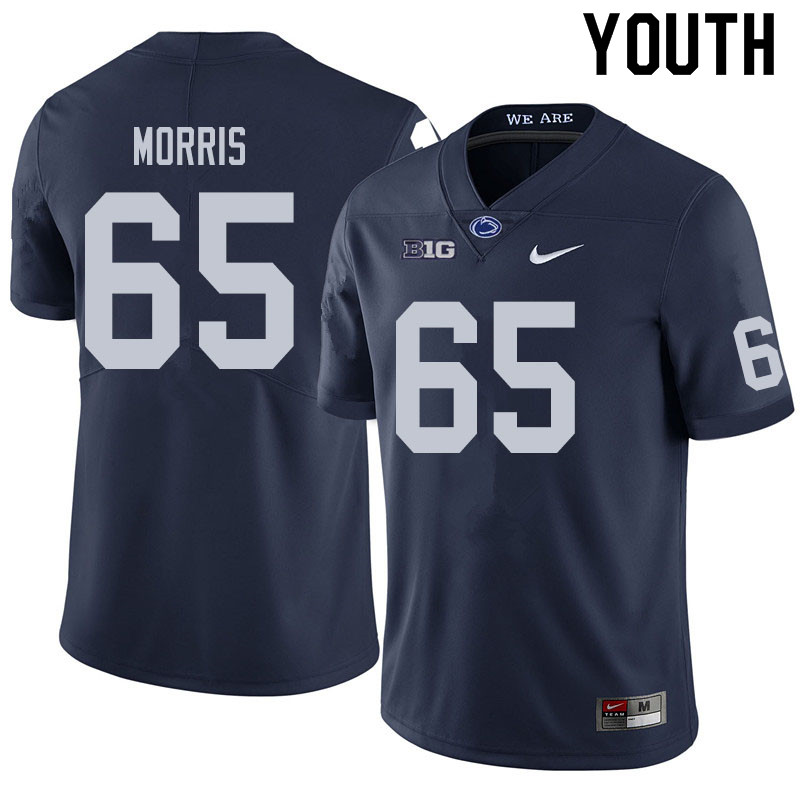 Youth #65 Hudson Morris Penn State Nittany Lions College Football Jerseys Sale-Navy